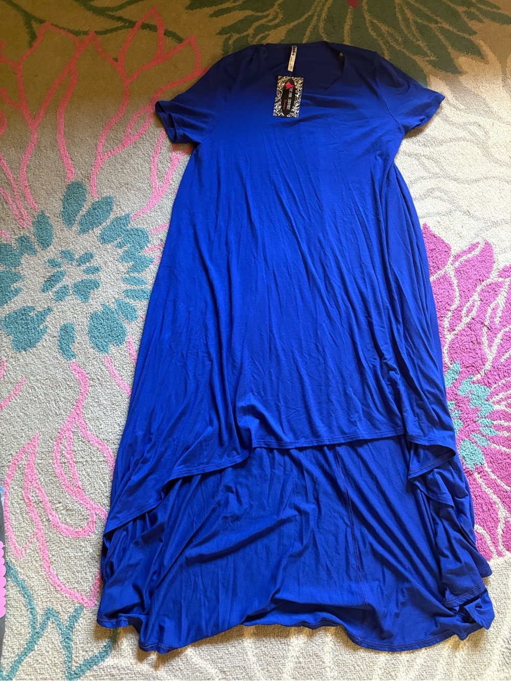 Azules Short Sleeve High Low Blue Dress Women’s Small NWOT